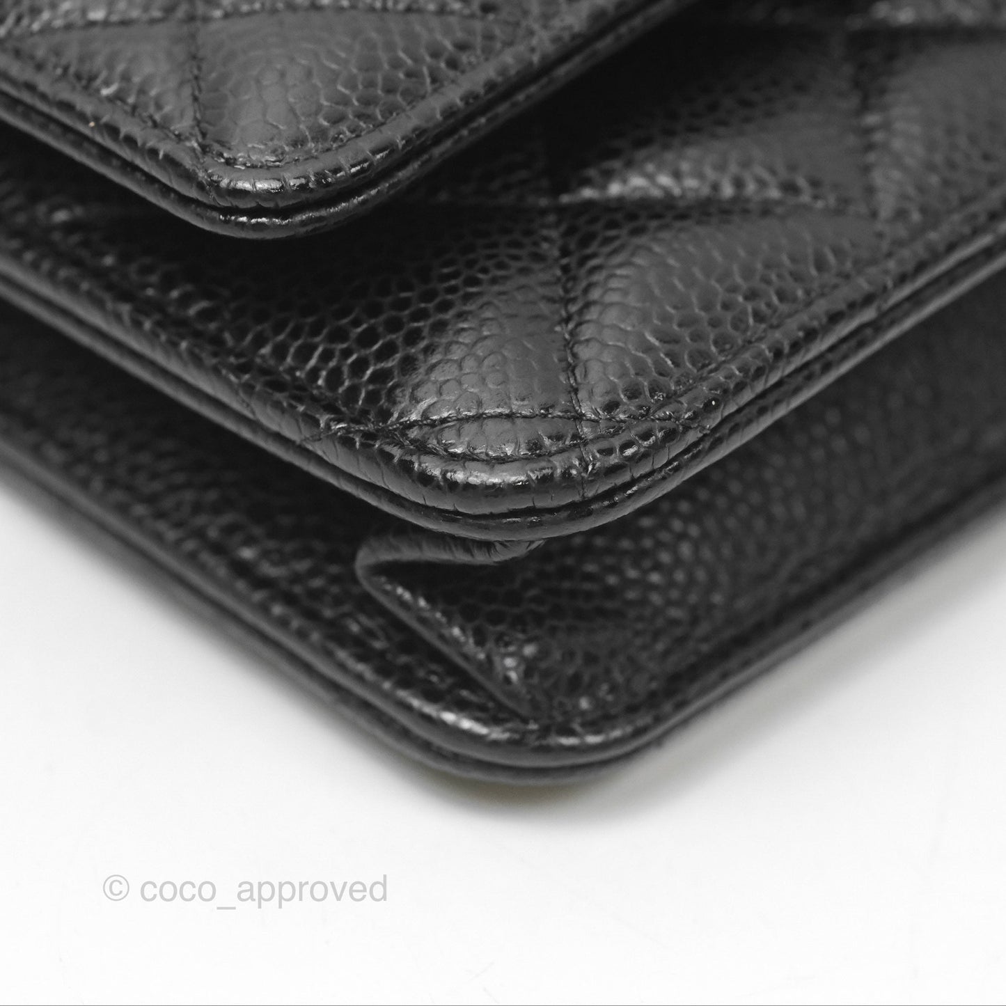 Chanel Quilted Classic Wallet On Chain WOC Black Caviar Silver Hardware