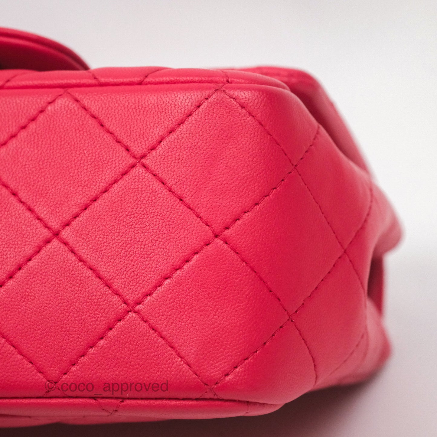 Chanel Mini Square Quilted Red Lambskin Gold Hardware