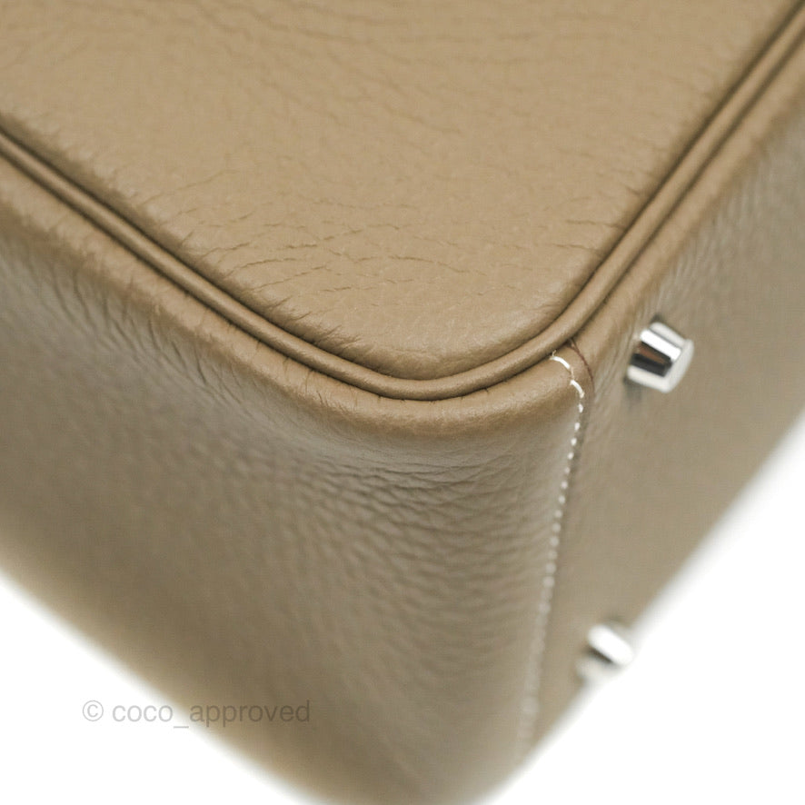 Hermès Mini Lindy 20 Etoupe Clemence Silver Hardware