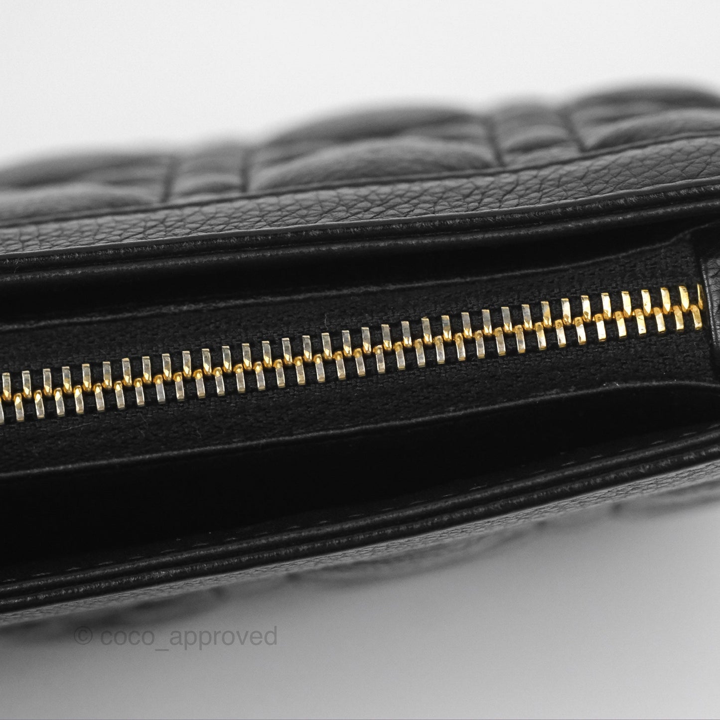 Dior Caro Zipped Pouch With Chain Black Cannage Calfskin