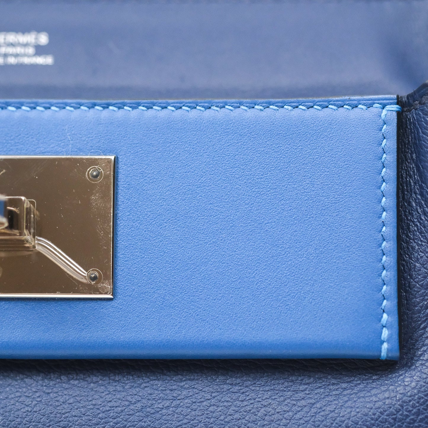 Hermès 24/24 21 Mini Bleu Saphir 73/ Bleu Indigo 76/ Bleu France 71 Evercolor/ Swift Palladium Hardware