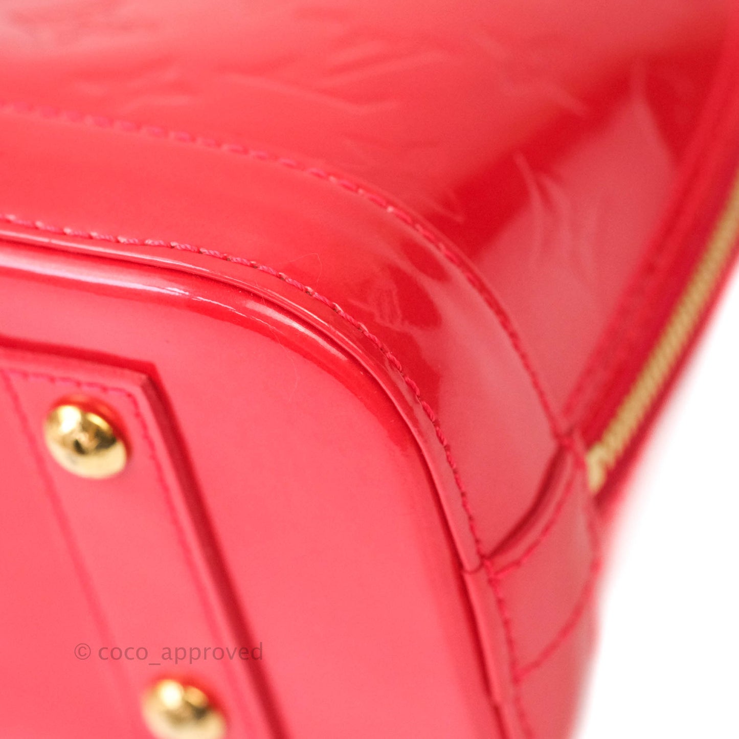 Louis Vuitton Alma BB Patent Red Gold Hardware