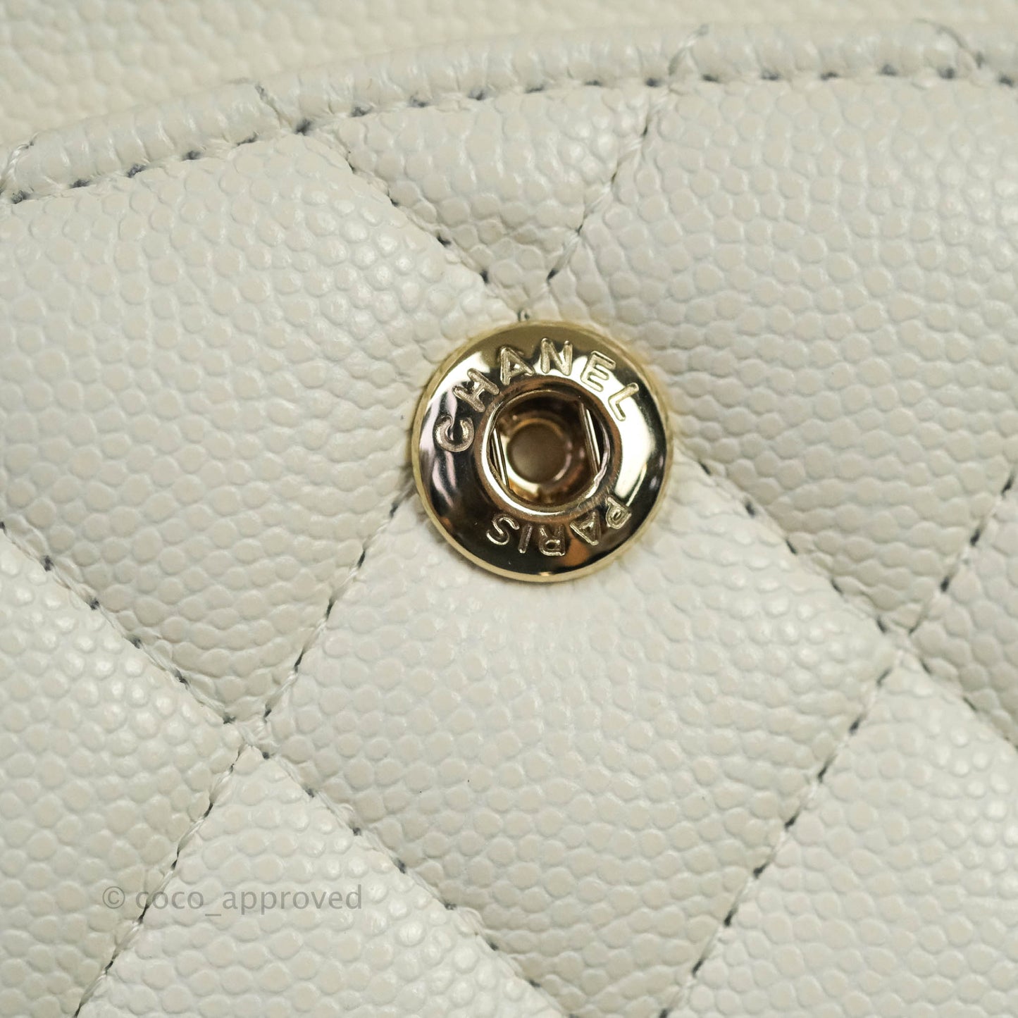 Chanel Classic M/L Medium Double Flap Ivory White Caviar Gold Hardware