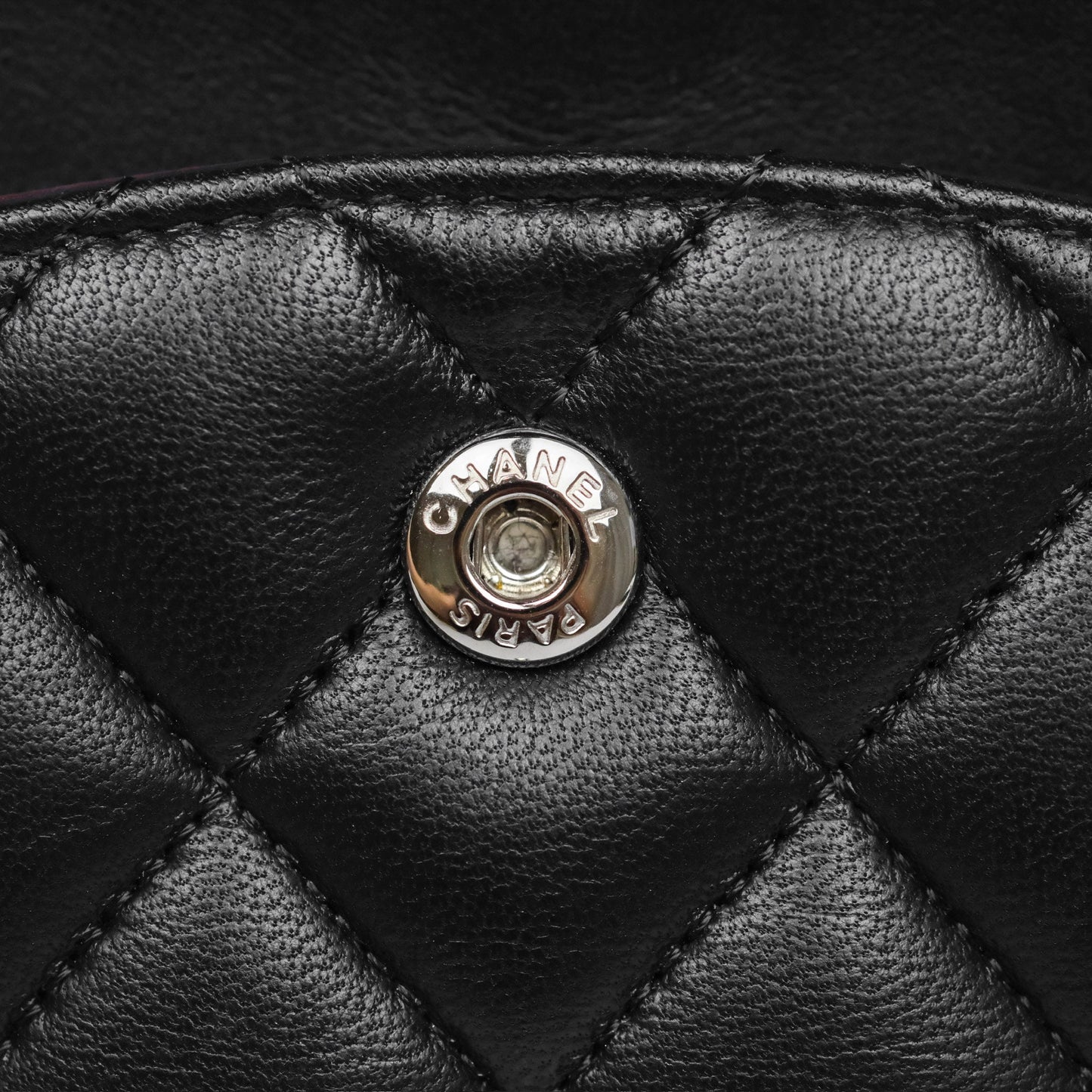 Chanel Classic M/L Medium Flap Quilted Black Lambskin Silver Hardware