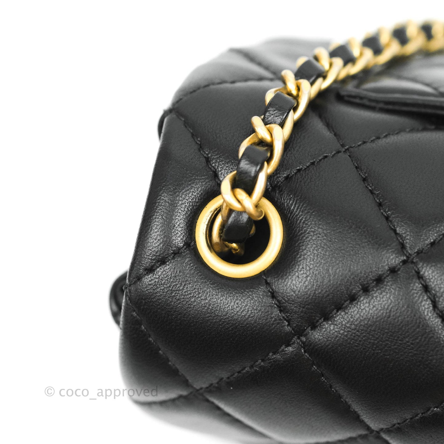 Chanel Mini Rectangular Pearl Crush Quilted Black Lambskin Gold Hardware