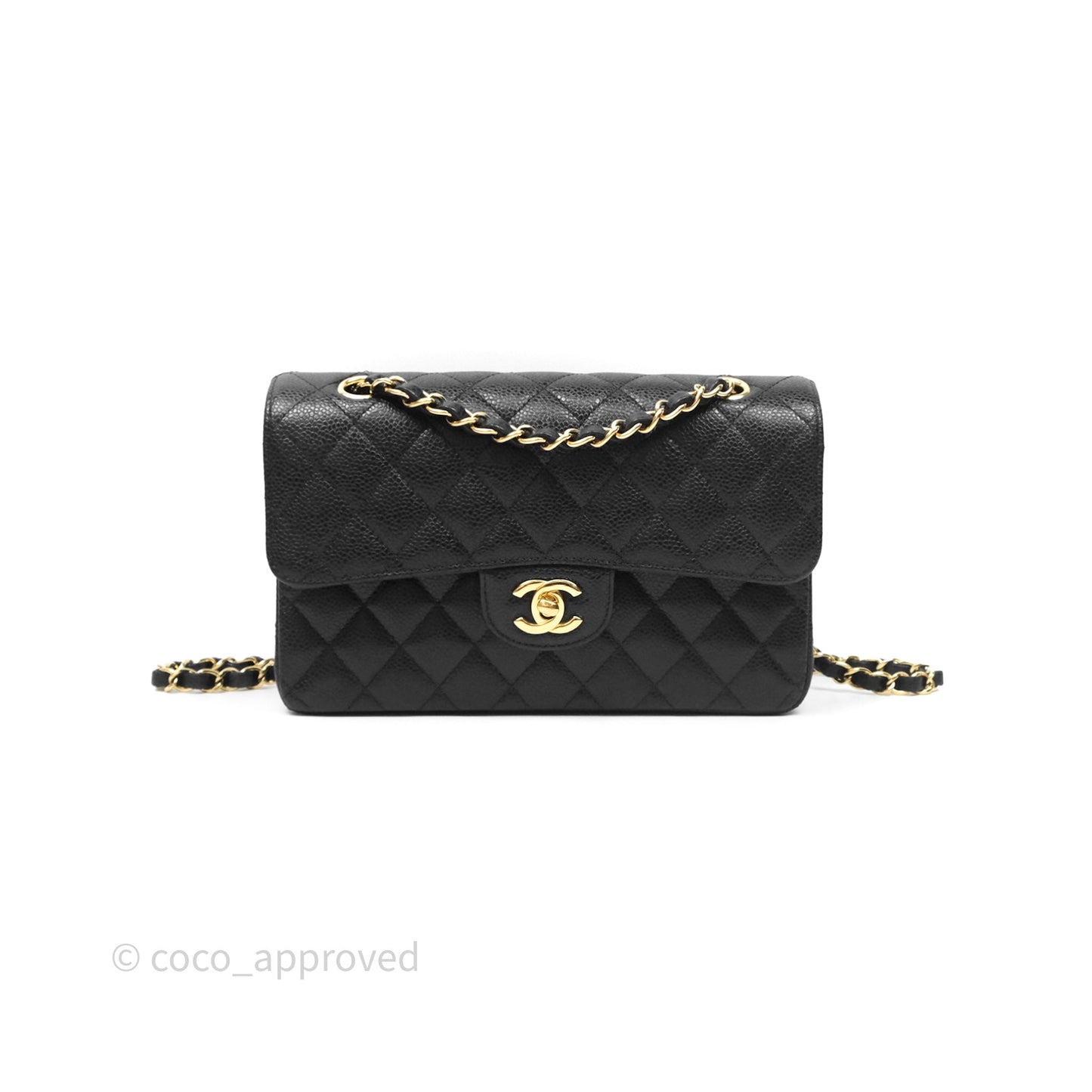 Chanel Small Classic Flap Quilted Black Caviar Gold Hardware