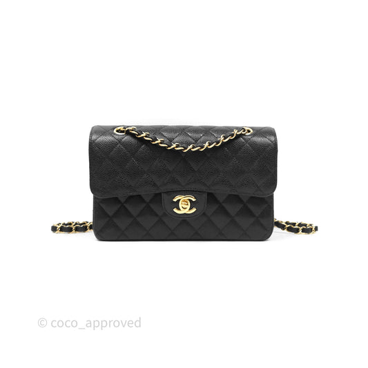 Chanel Small Classic Flap Quilted Black Caviar Gold Hardware