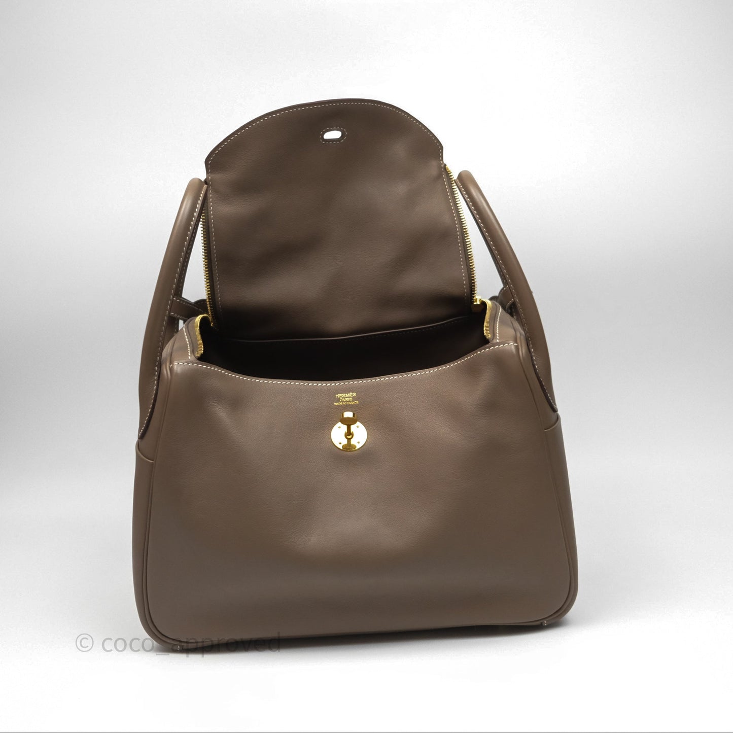 Hermès Lindy 30 Etoupe 18 Swift Gold Hardware