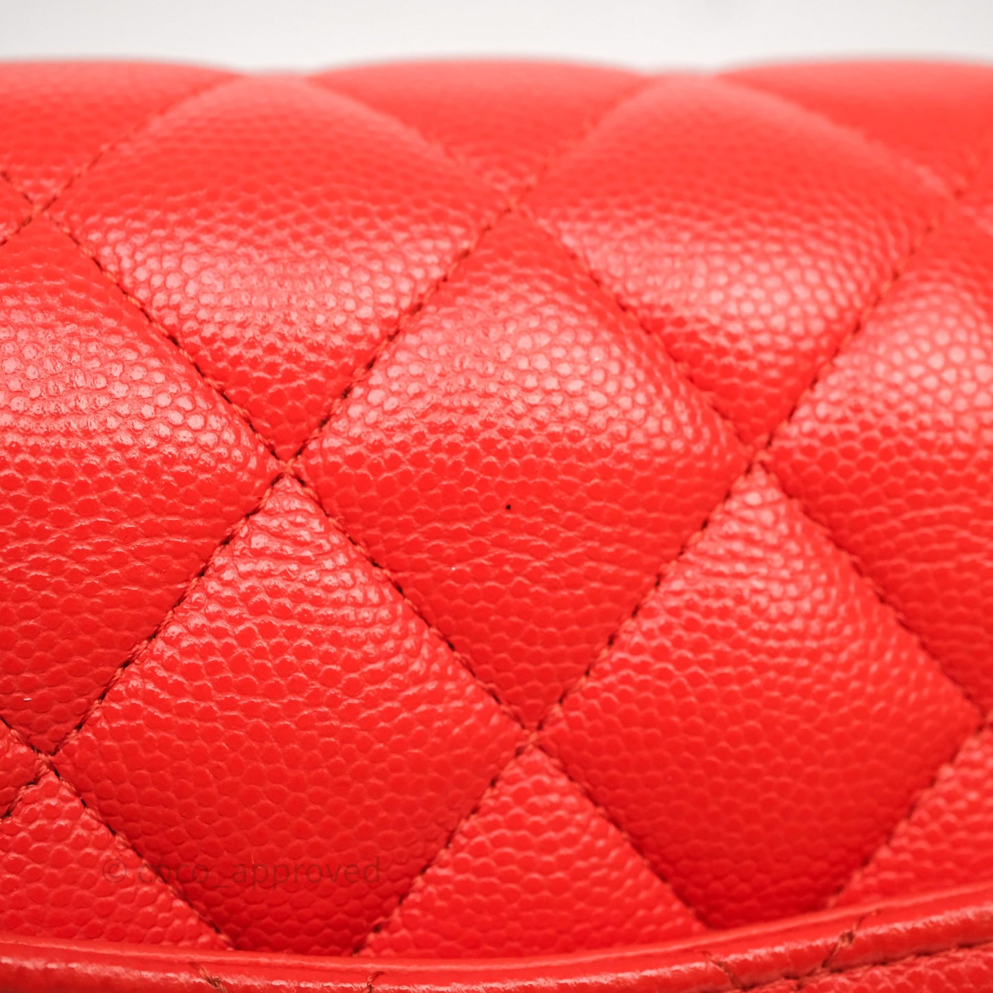 Chanel Small Classic Flap Quilted Red Orange Caviar Gold Hardware
