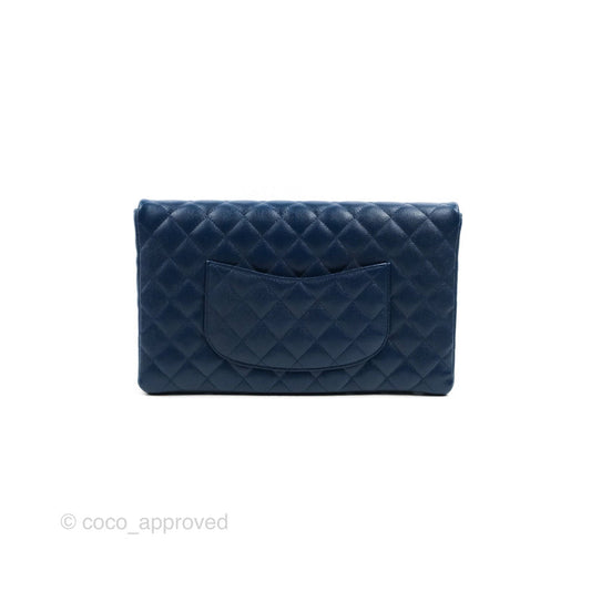Chanel Quilted Caviar Navy Timeless Clutch Gold Hardware
