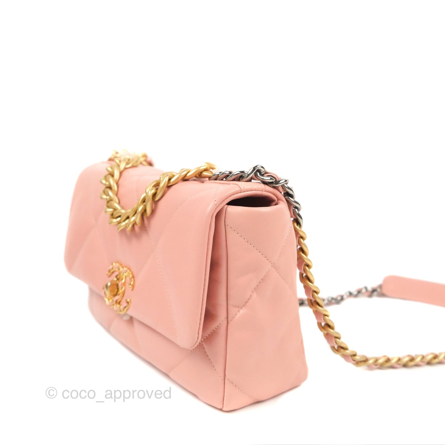 Chanel 19 Small Blush Pink Goatskin Mixed Hardware