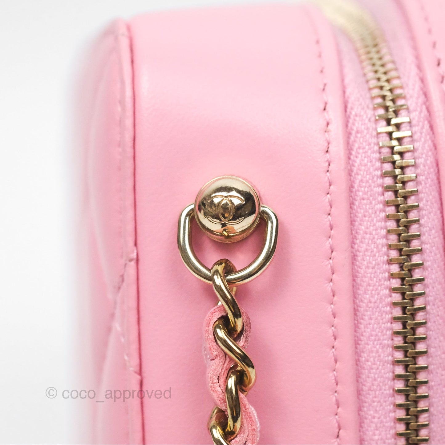 Chanel Camera Case Quilted Pink Lambskin Gold Hardware