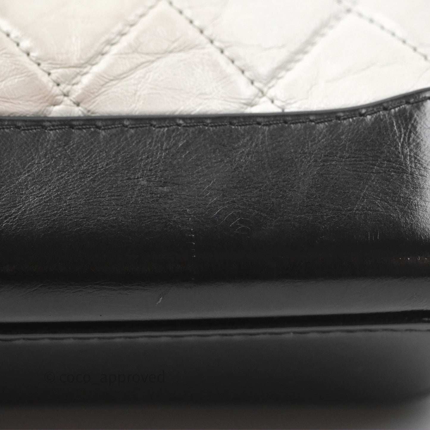 Chanel Small Gabrielle Hobo Quilted Black White Aged Calfskin