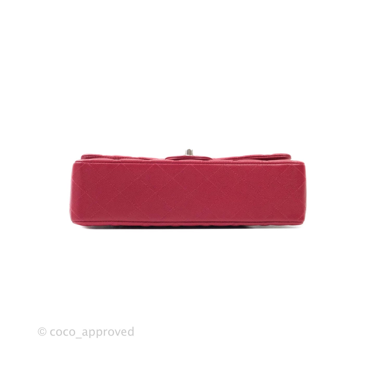 Chanel Classic M/L Medium Double Flap Red Caviar Silver Hardware 18B