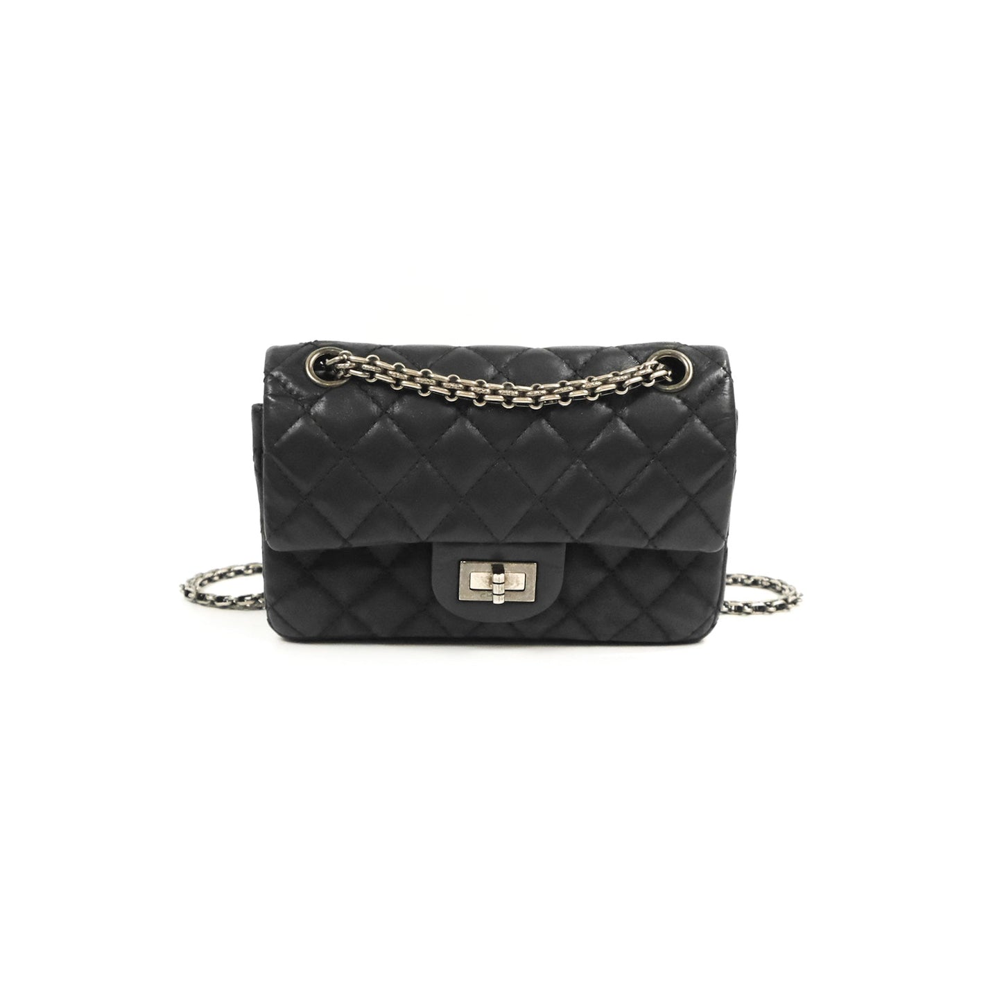 Chanel Mini Reissue 224 Double Flap Black Iridescent Calfskin Ruthenium Hardware
