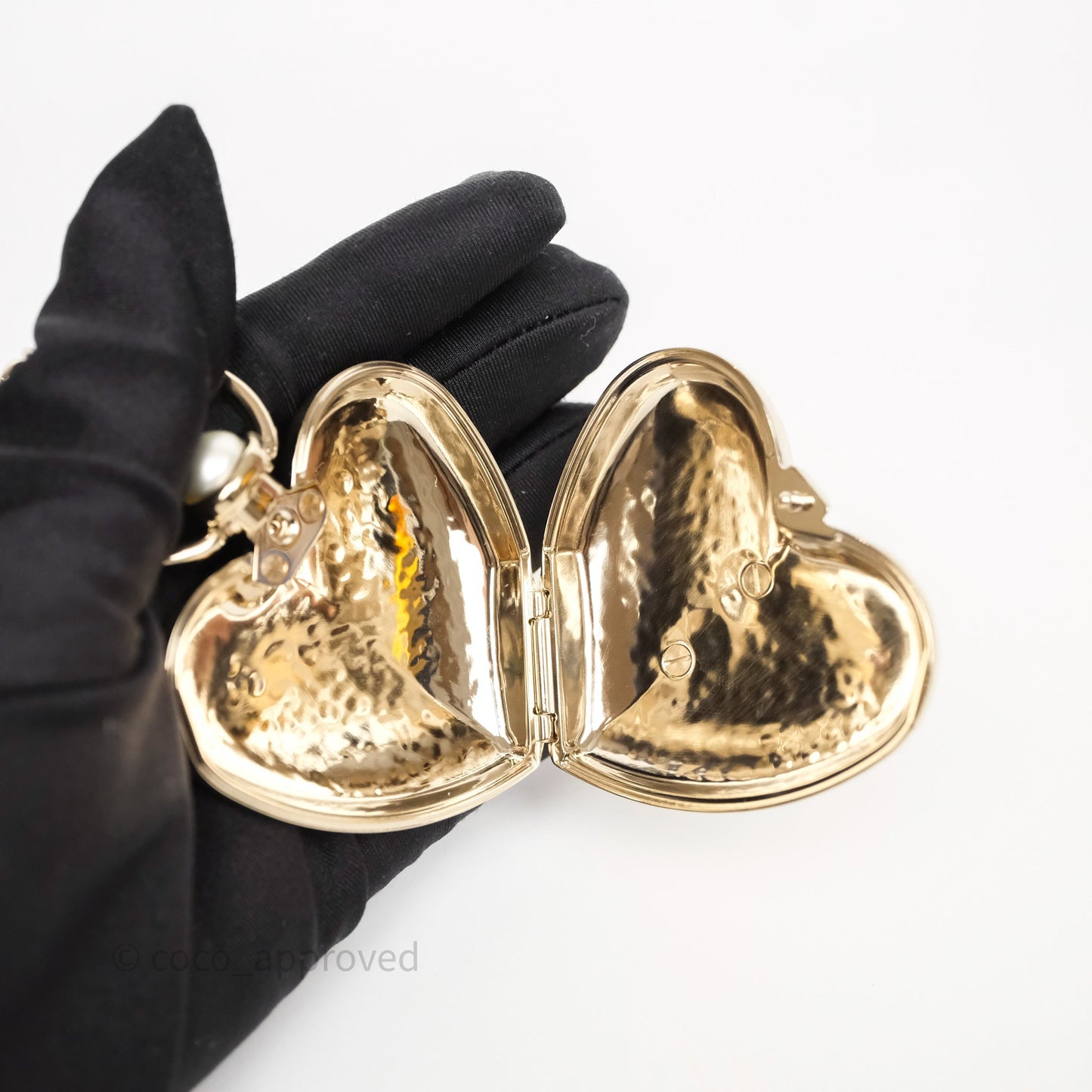 Chanel Metal CC Heart Locket Long Necklace Gold Tone 22C