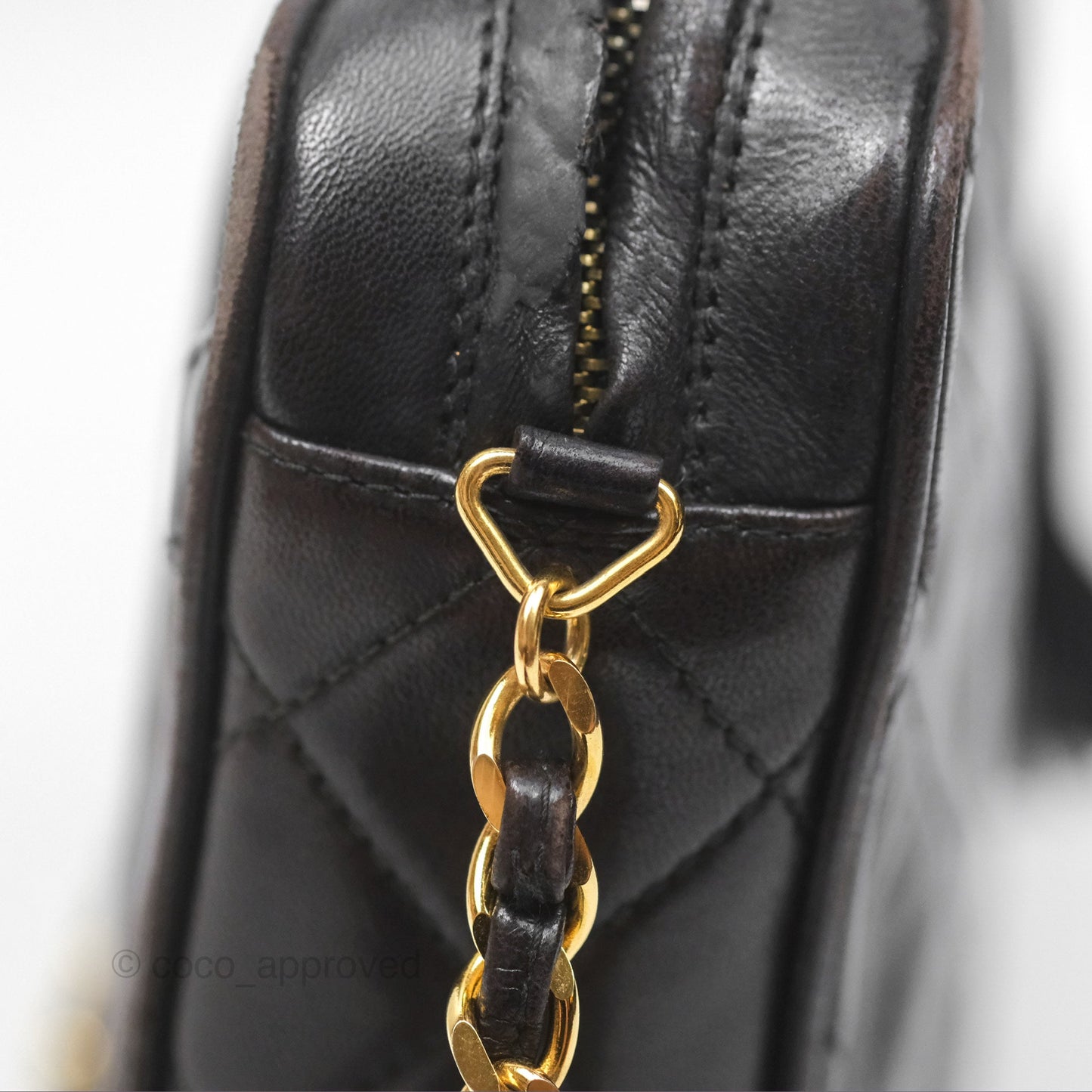 Chanel Vintage Small Camera Bag Black Lambskin Gold Hardware