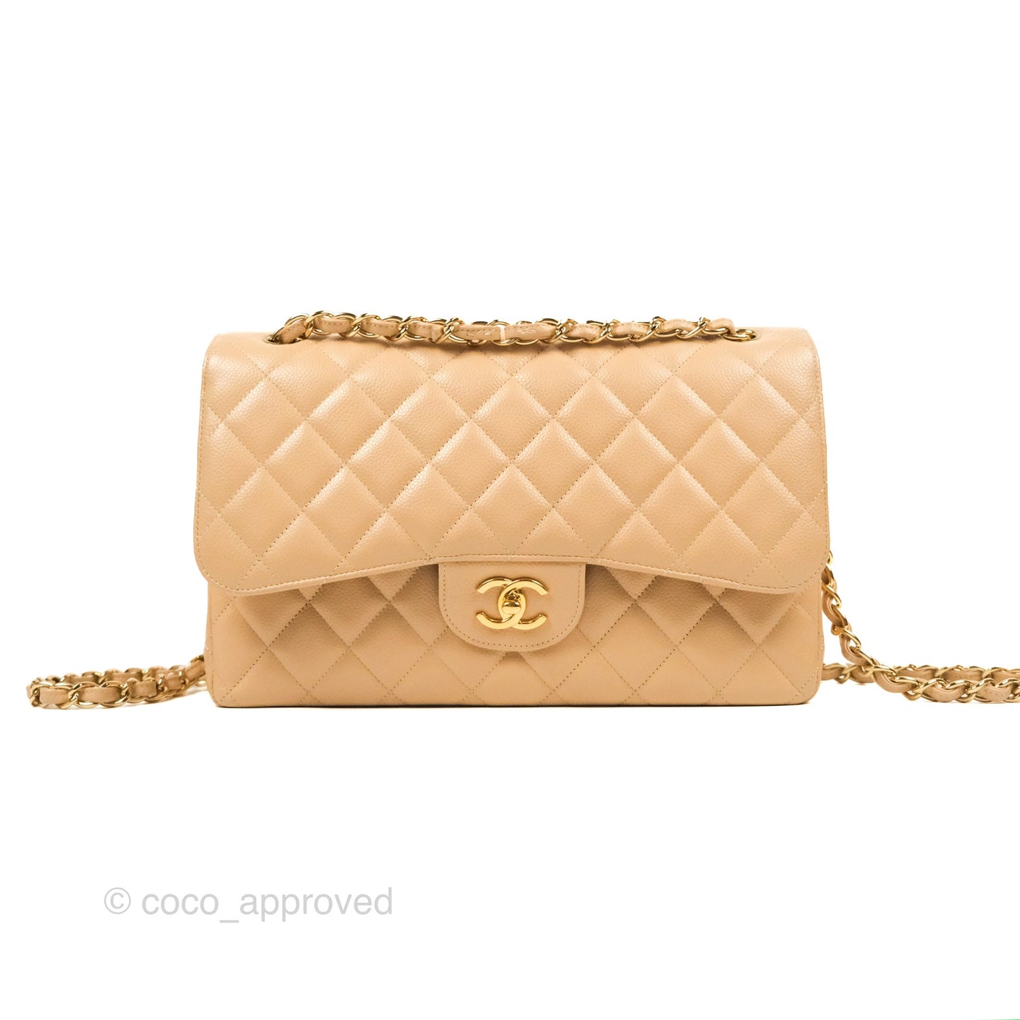 Chanel Jumbo Double Flap Beige Caviar Gold Hardware⁣⁣