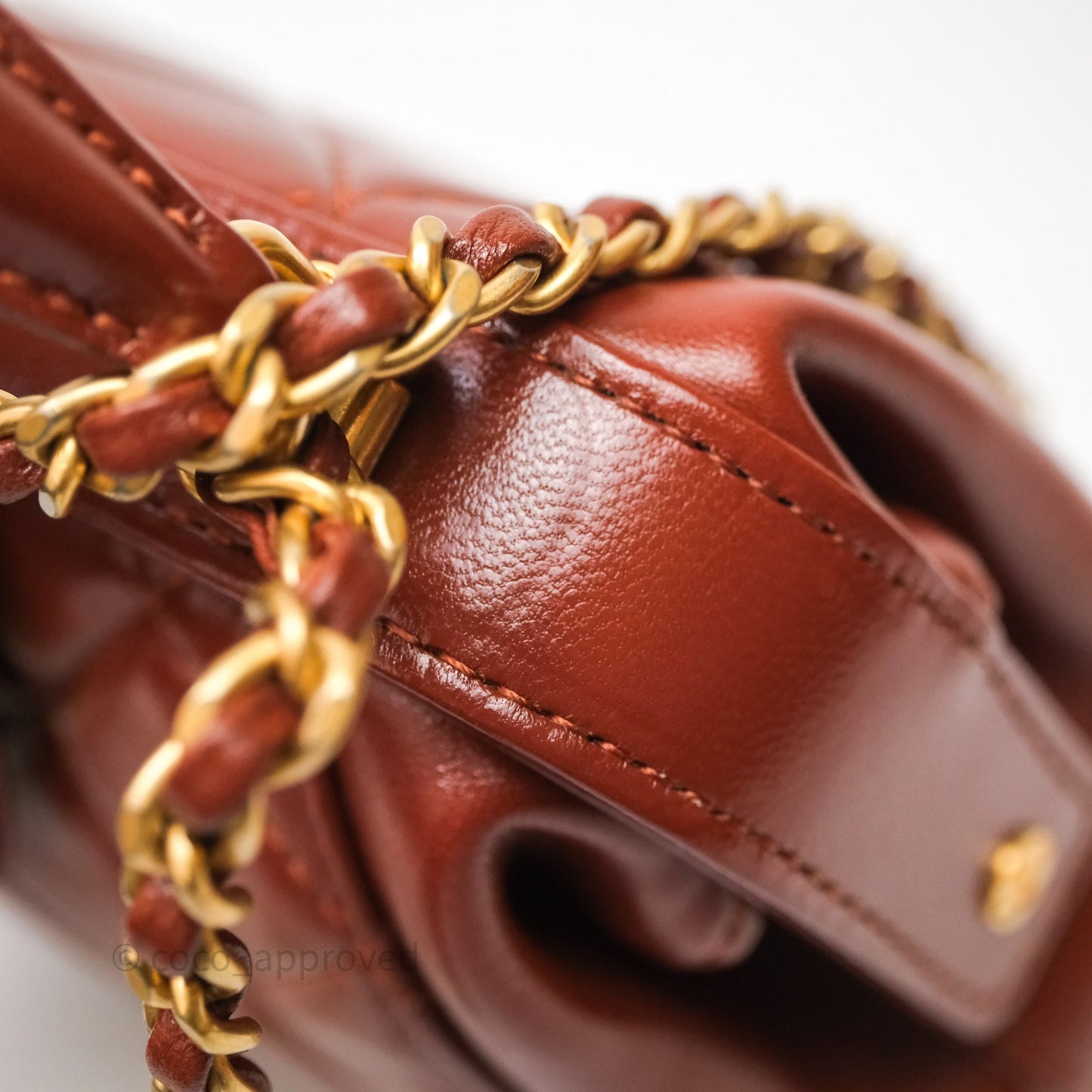 Chanel Mini Cocodoc Doctor Bag Quilted Brown Shiny Lambskin Aged Gold Hardware 24A