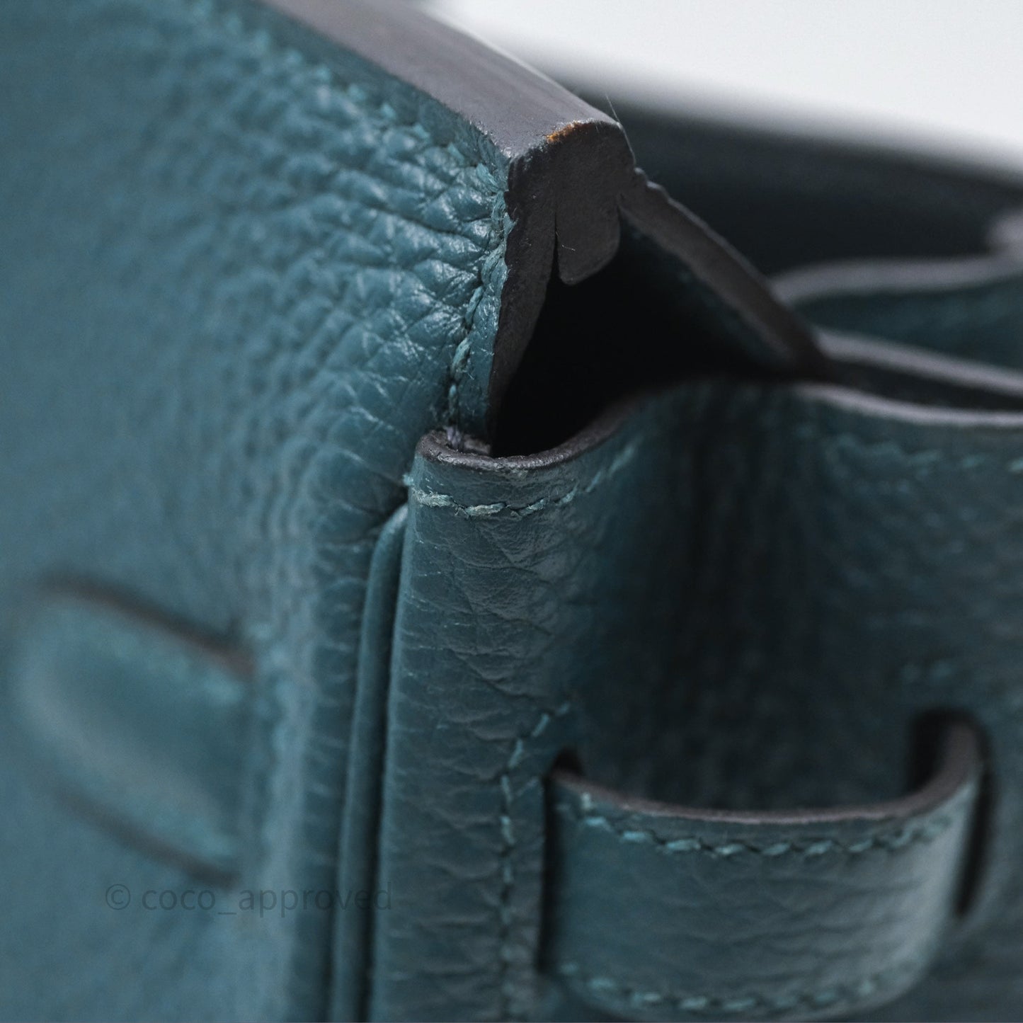 Hermès Birkin 25 Retourne Vert Bosphore W0 / Bleu Océan Z7 Togo Palladium Hardware