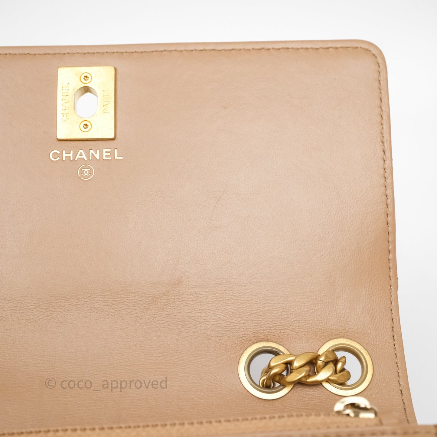 Chanel All Slide Wallet on Chain WOC Adjustable Chain Quilted Beige Lambskin