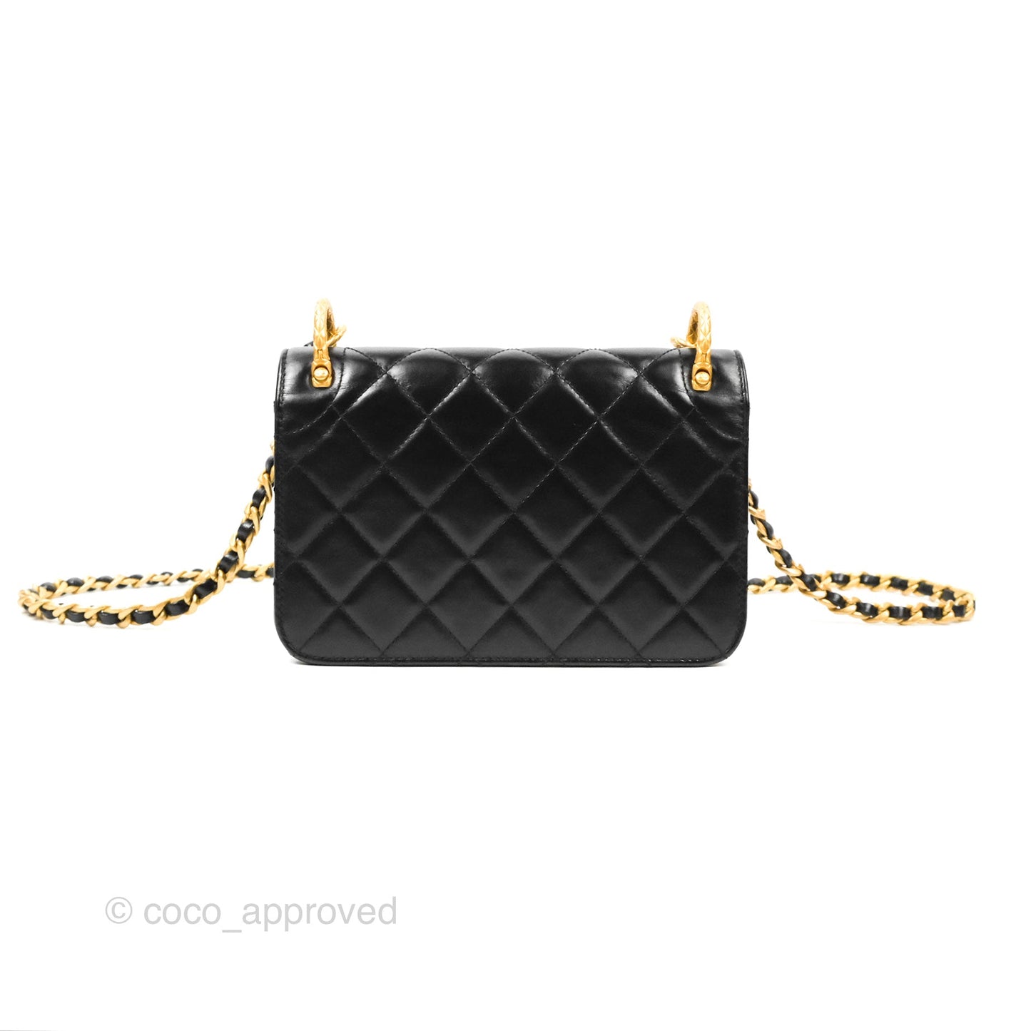 Chanel Mini Diana Flap Bag Black Calfskin Aged Gold Hardware 21B