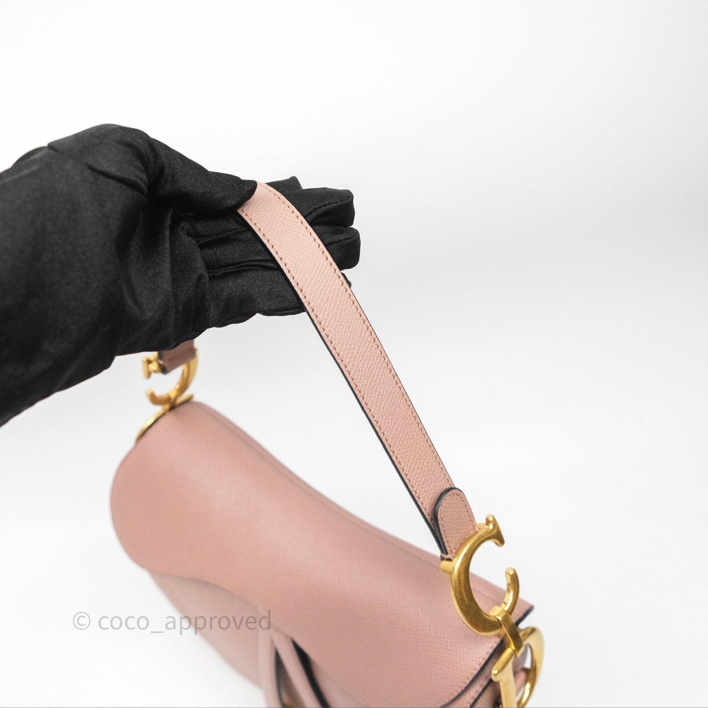 Christian Dior Saddle Bag Dusty Pink Grained Calfskin Gold Hardware