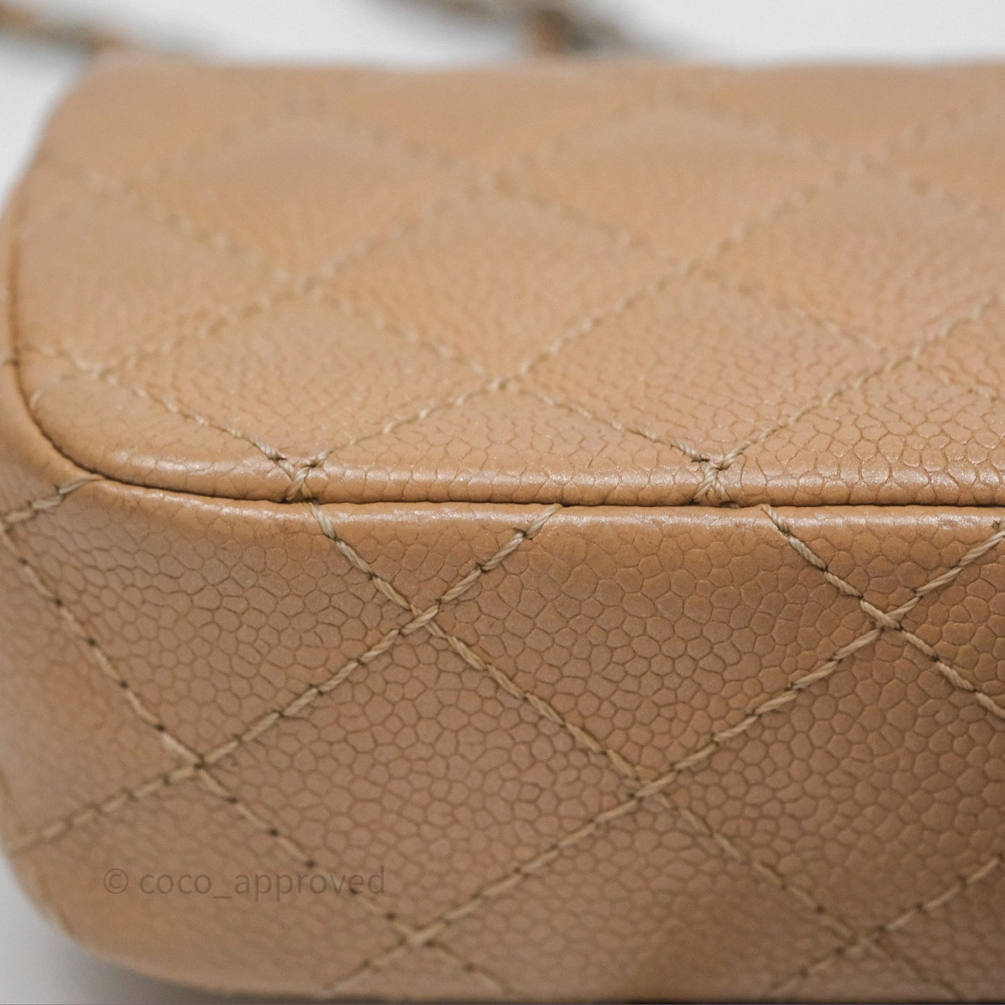 Chanel Quilted Extra Mini Rectangular Flap Beige Caviar Matt Silver Hardware