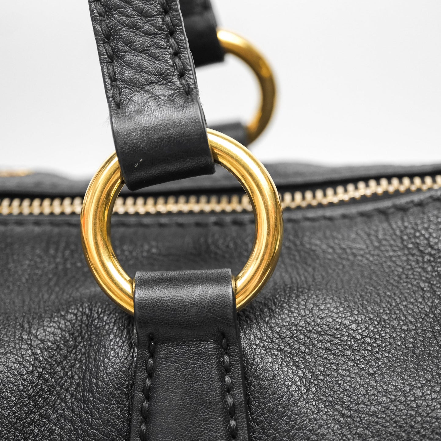 Miu Miu Vitello Tote Bag Black Gold Hardware