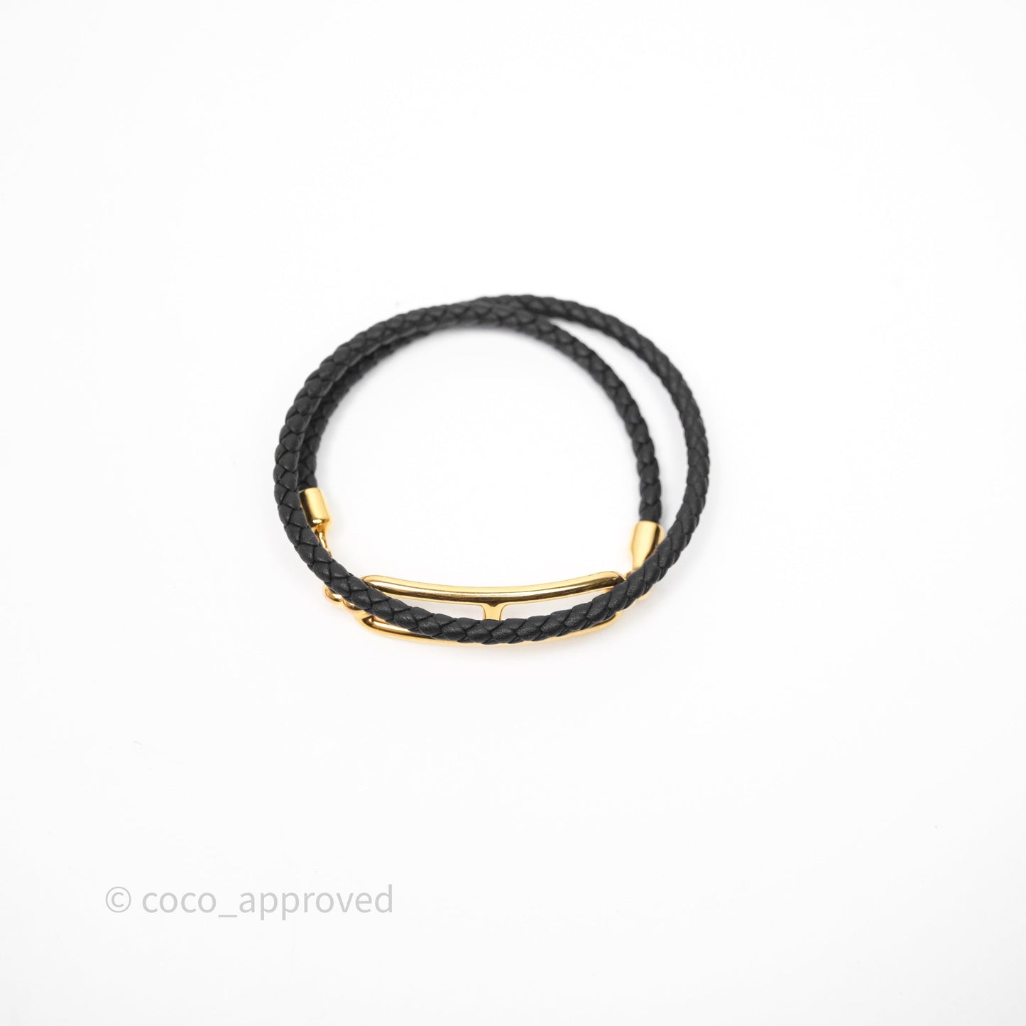 Hermès Roulis Double Tour Bracelet Black Swift Gold Hardware