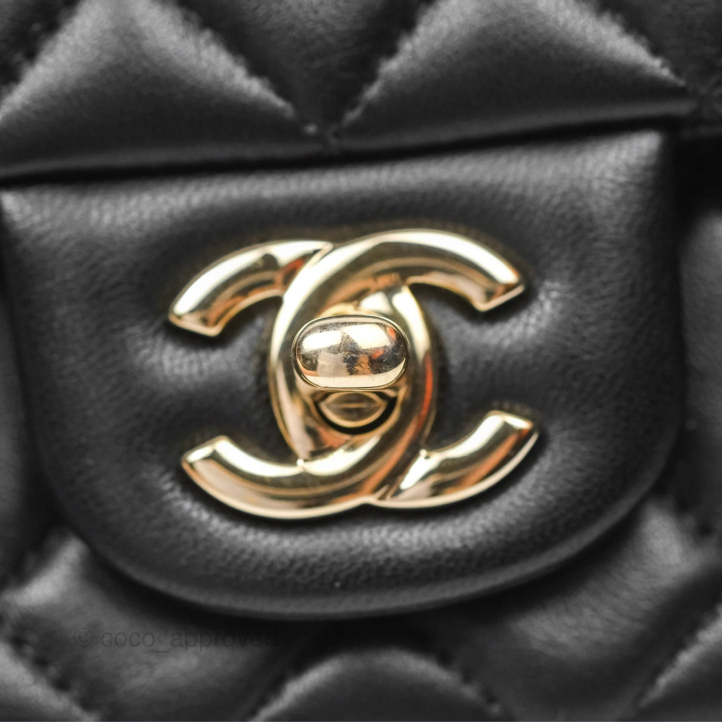 Chanel Quilted Mini Rectangular Black Lambskin Gold Hardware