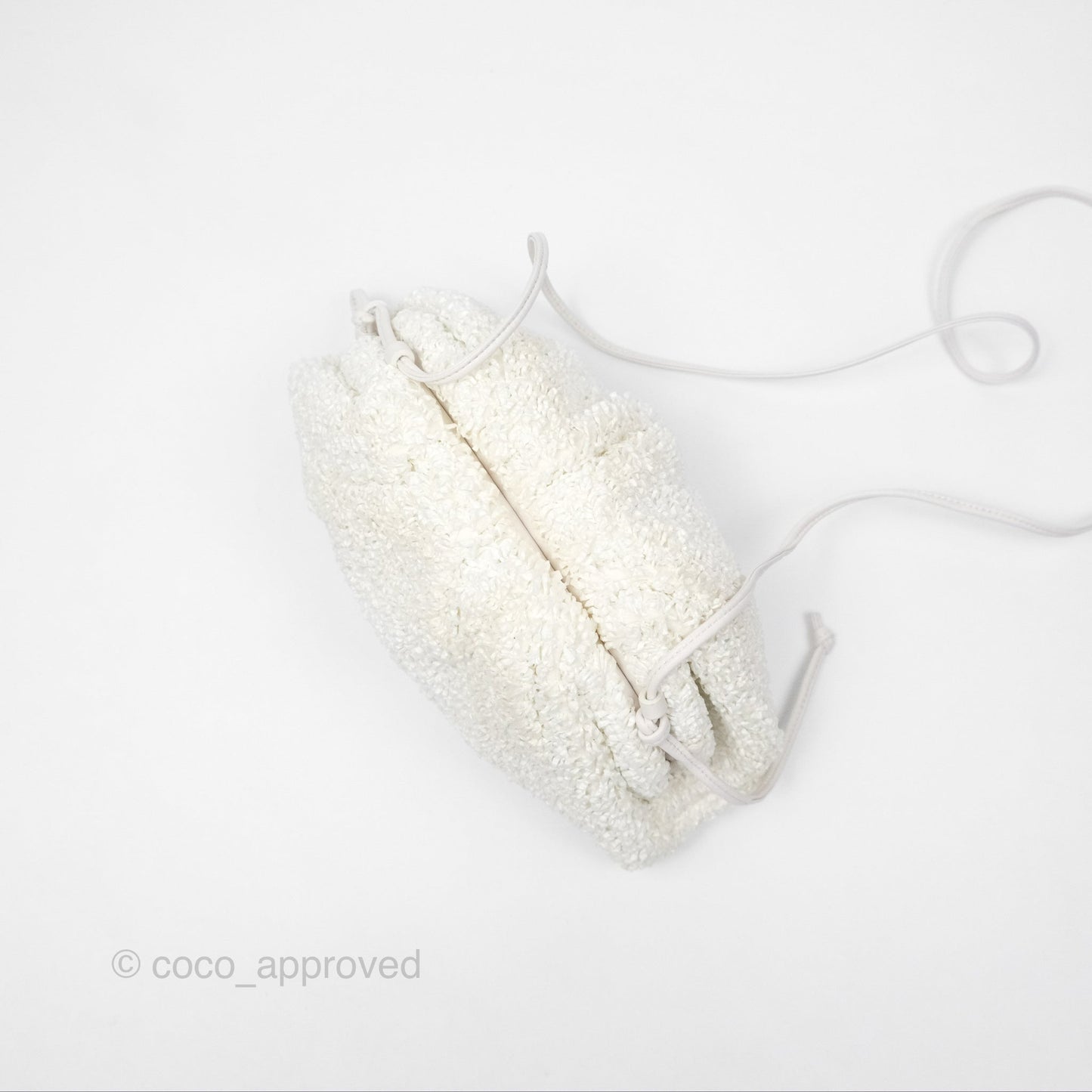 Bottega Veneta The Mini Pouch Boucle Raffia White