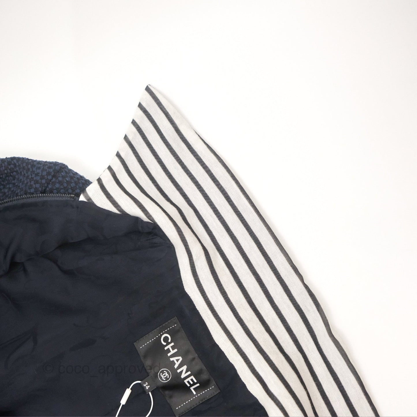 Chanel Double Zip Jacket Tweed Navy