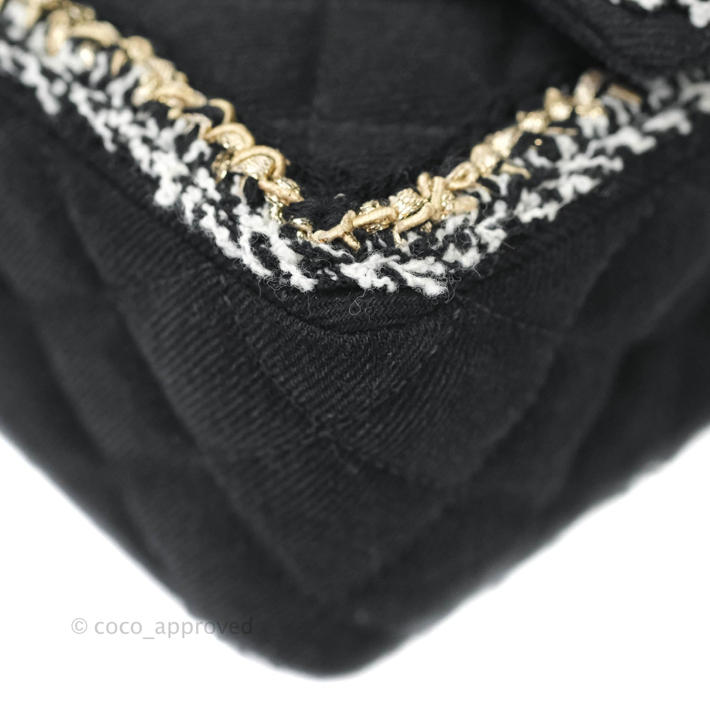 Chanel Classic Flap Bag Black Denim Braided Gold Hardware 18A