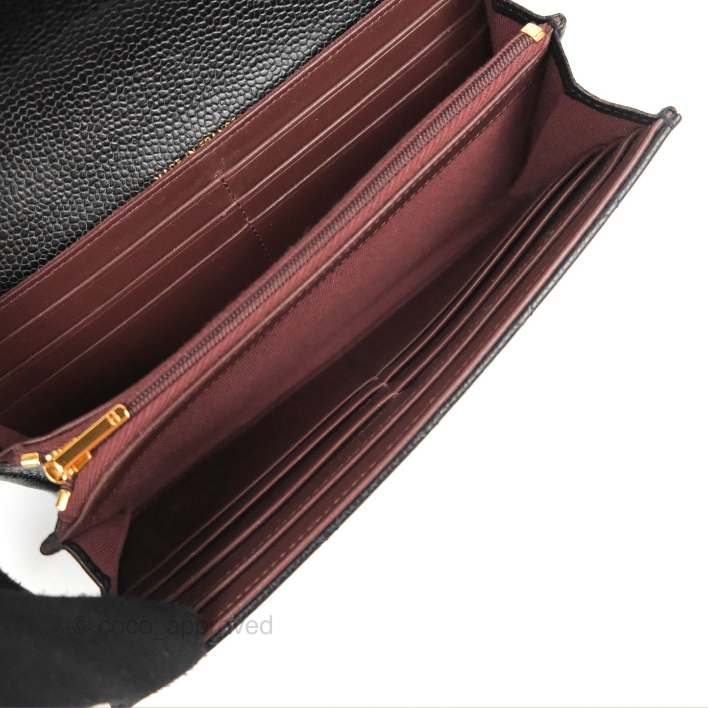 Chanel Quilted Classic Zip Long Wallet Black Caviar Gold Hardware