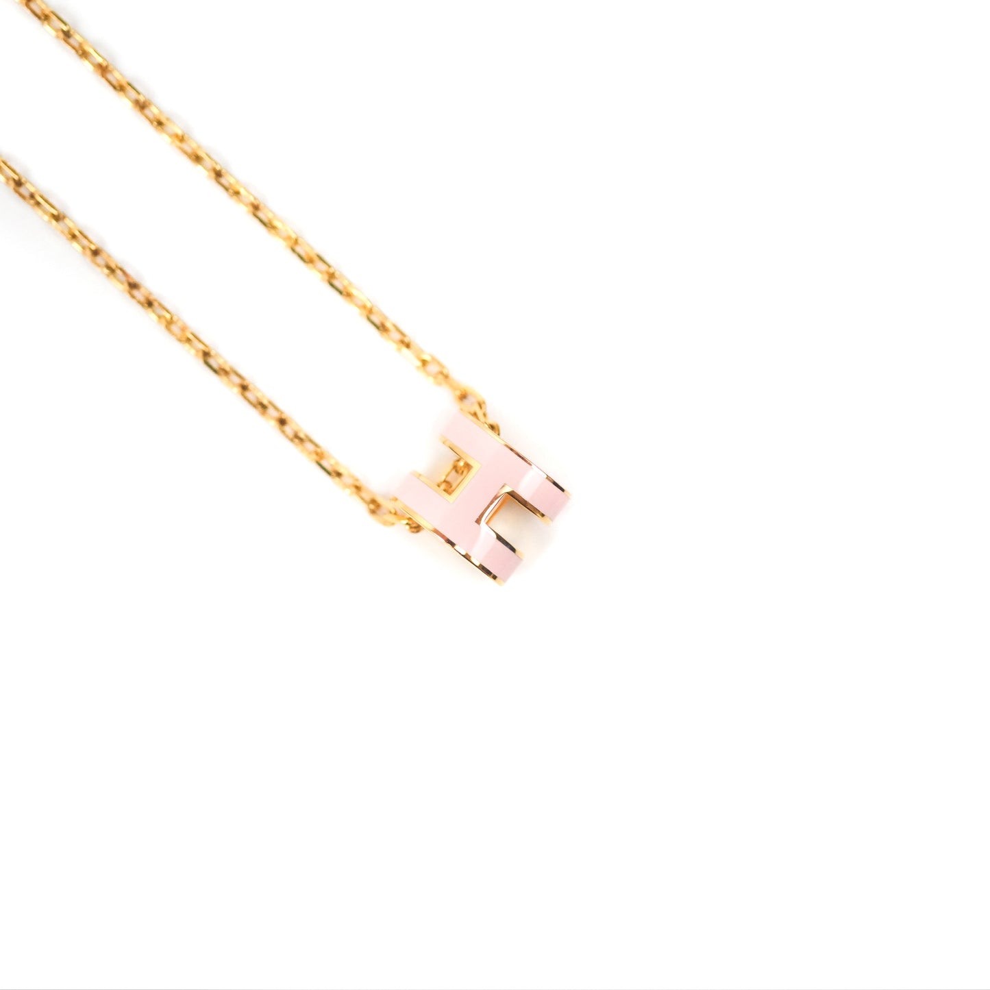 Hermès Mini Pop H Pendant Necklace Rose Dragee Gold Hardware