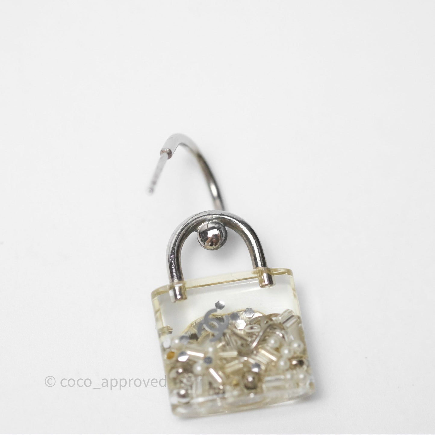 Chanel CC Padlock Resin Drop Earrings 14K