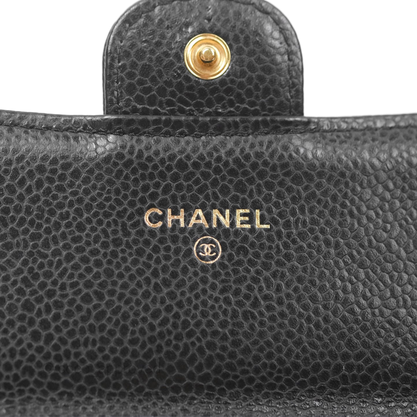 Chanel Classic Quilted Flap Long Wallet Black Caviar Gold Hardware