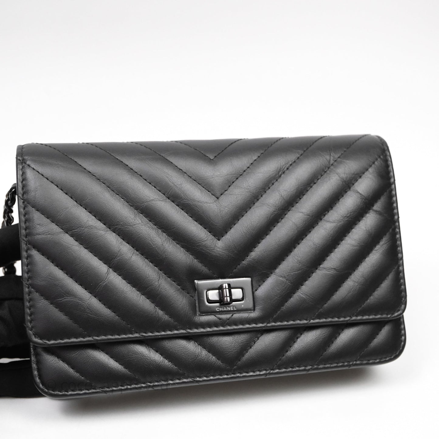 Chanel WOC Chevron Reissue So Black Calfskin