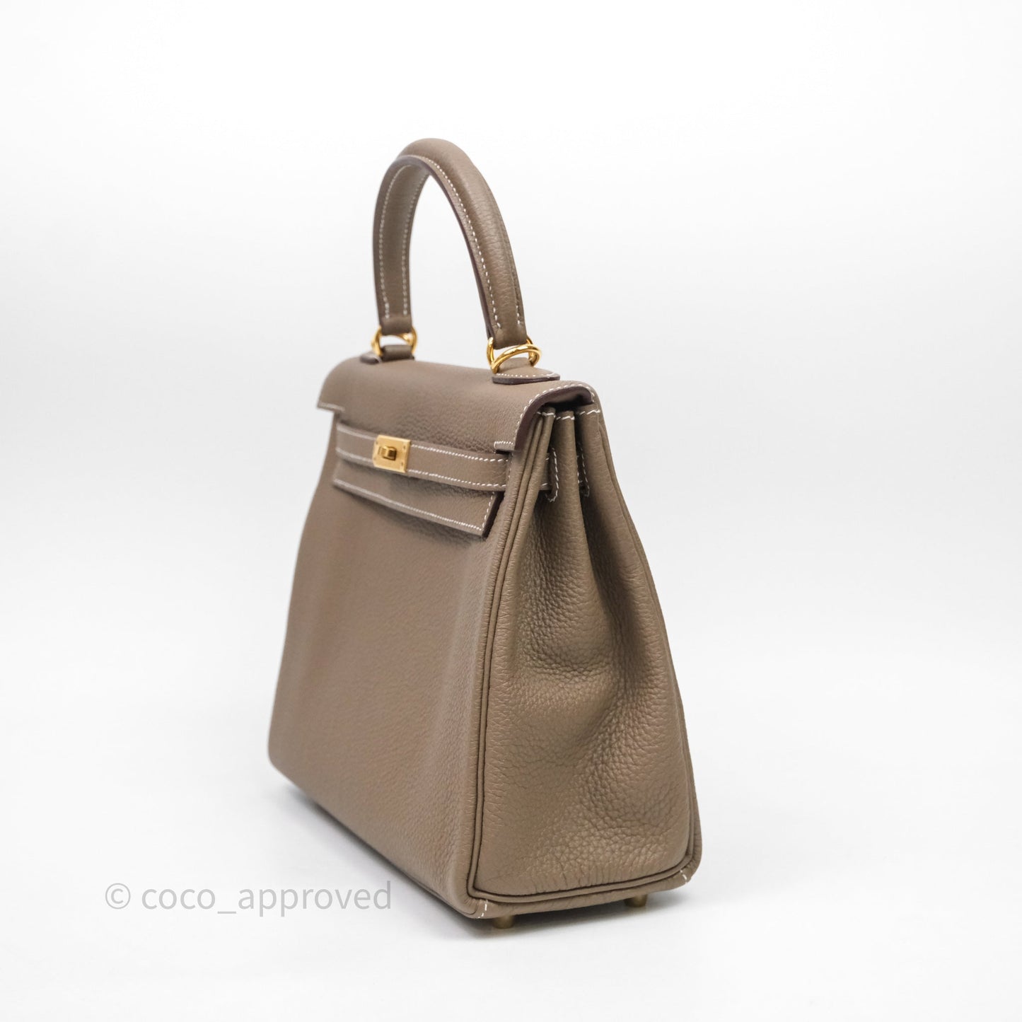 Hermes Kelly 25 Etoupe 18 Togo Gold Hardware