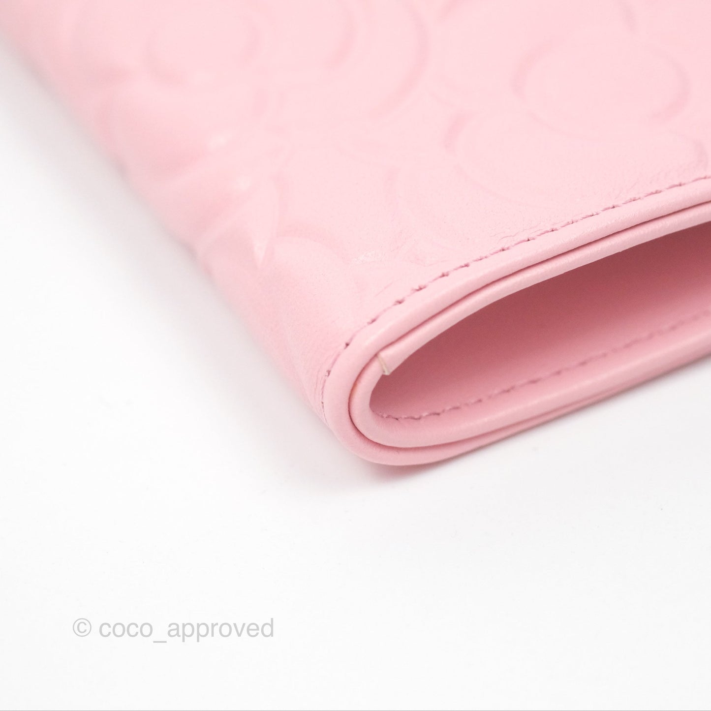 Chanel Key Holder Case Pink Camellia Embossed Lambskin Gold Hardware