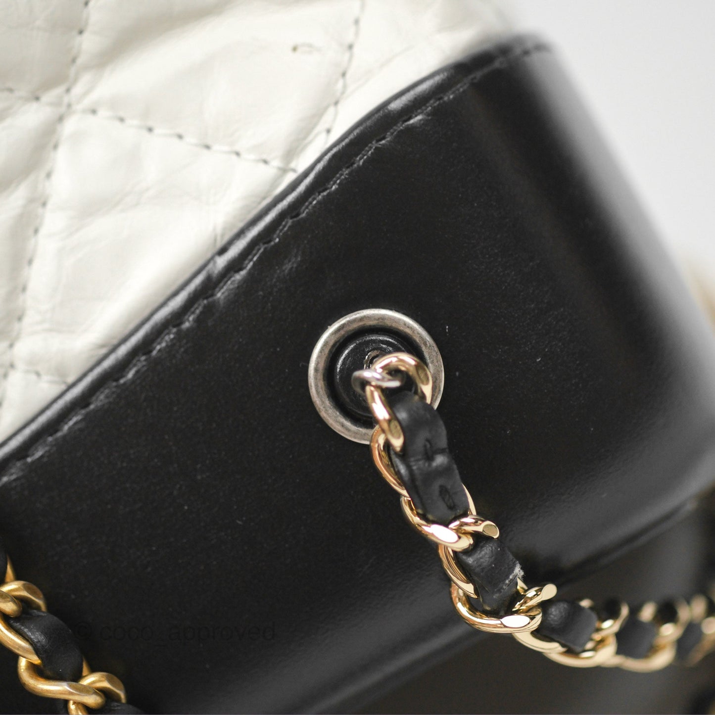 Chanel Small Gabrielle Backpack White Black Aged Calfskin