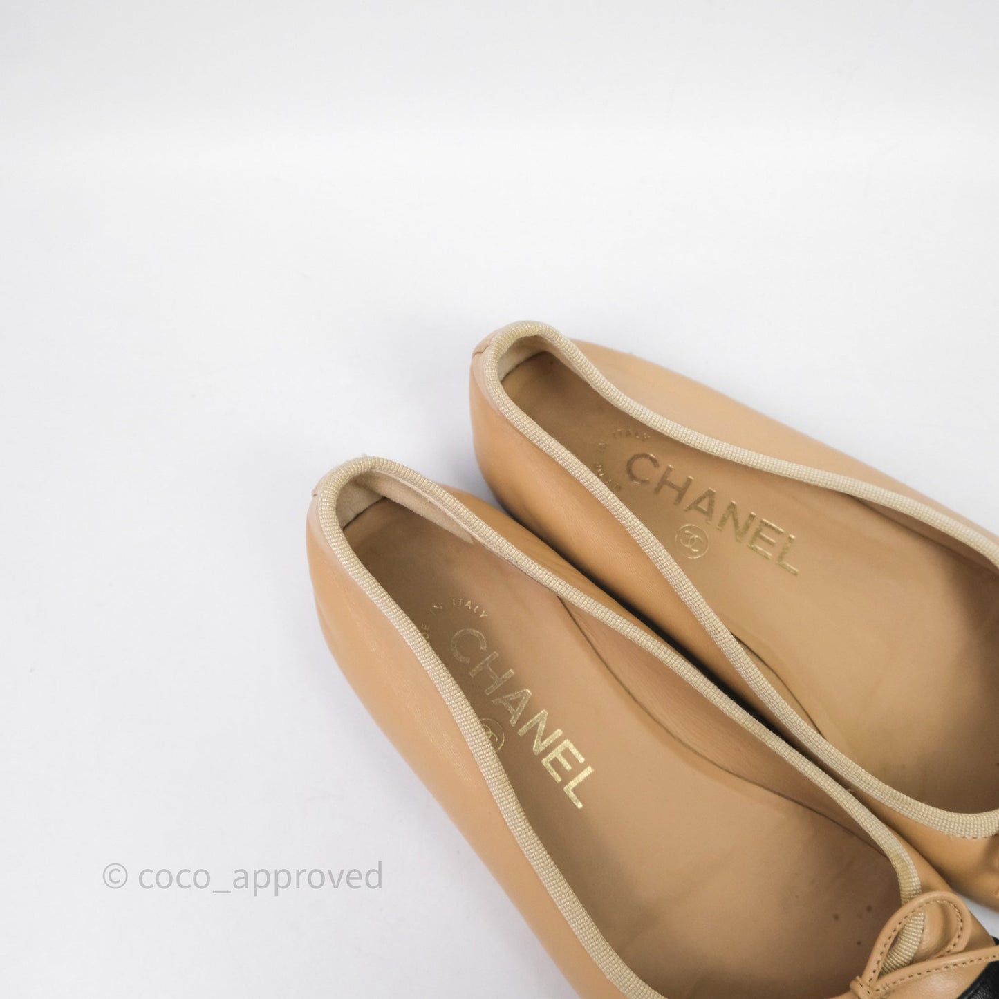 Chanel Ballerina Flats Black Beige Size 36