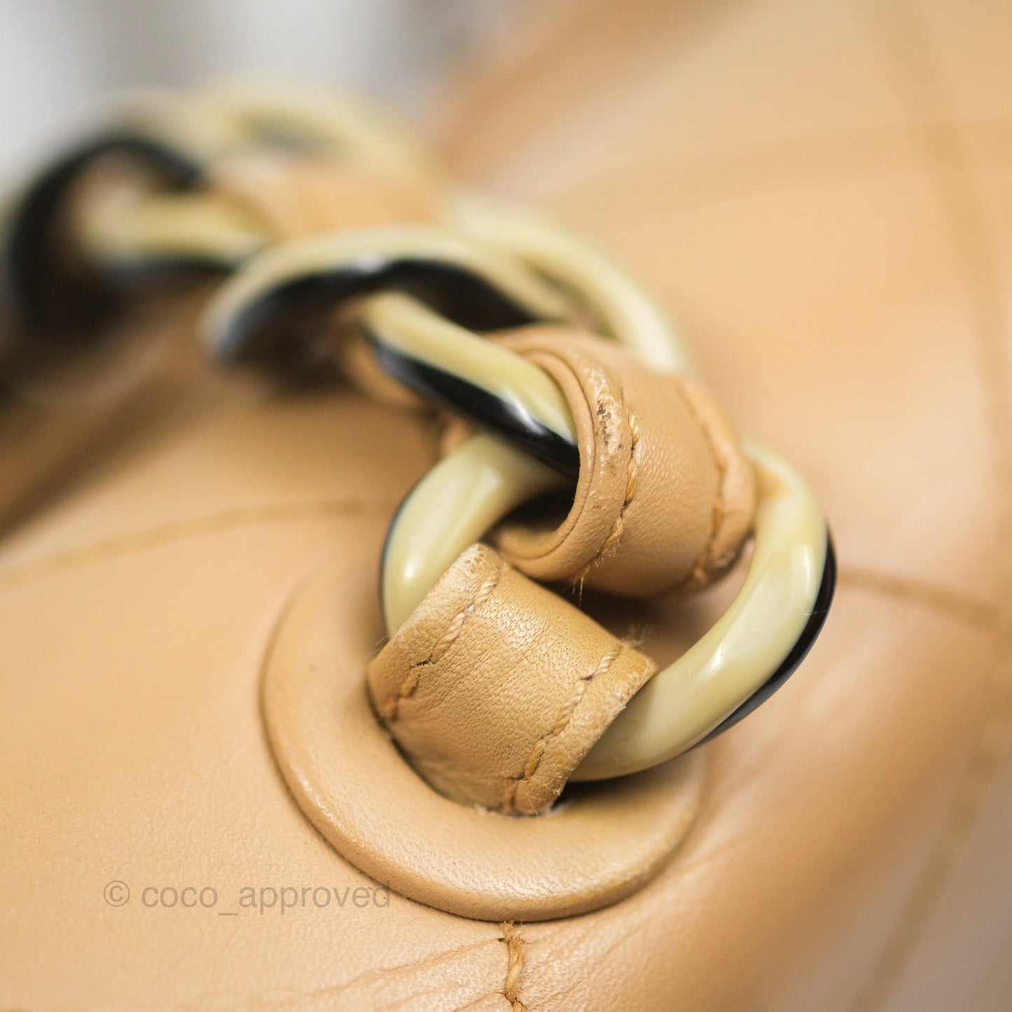 Chanel Vintage Jumbo Beige Flap Bag Lambskin Enamel Hardware