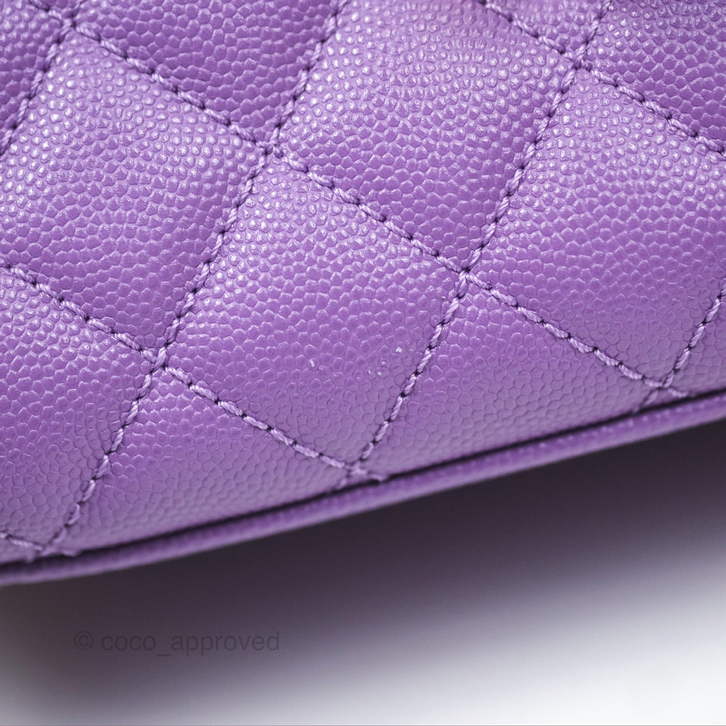 Chanel Quilted Mini Coco Handle Caviar Purple Gold Hardware
