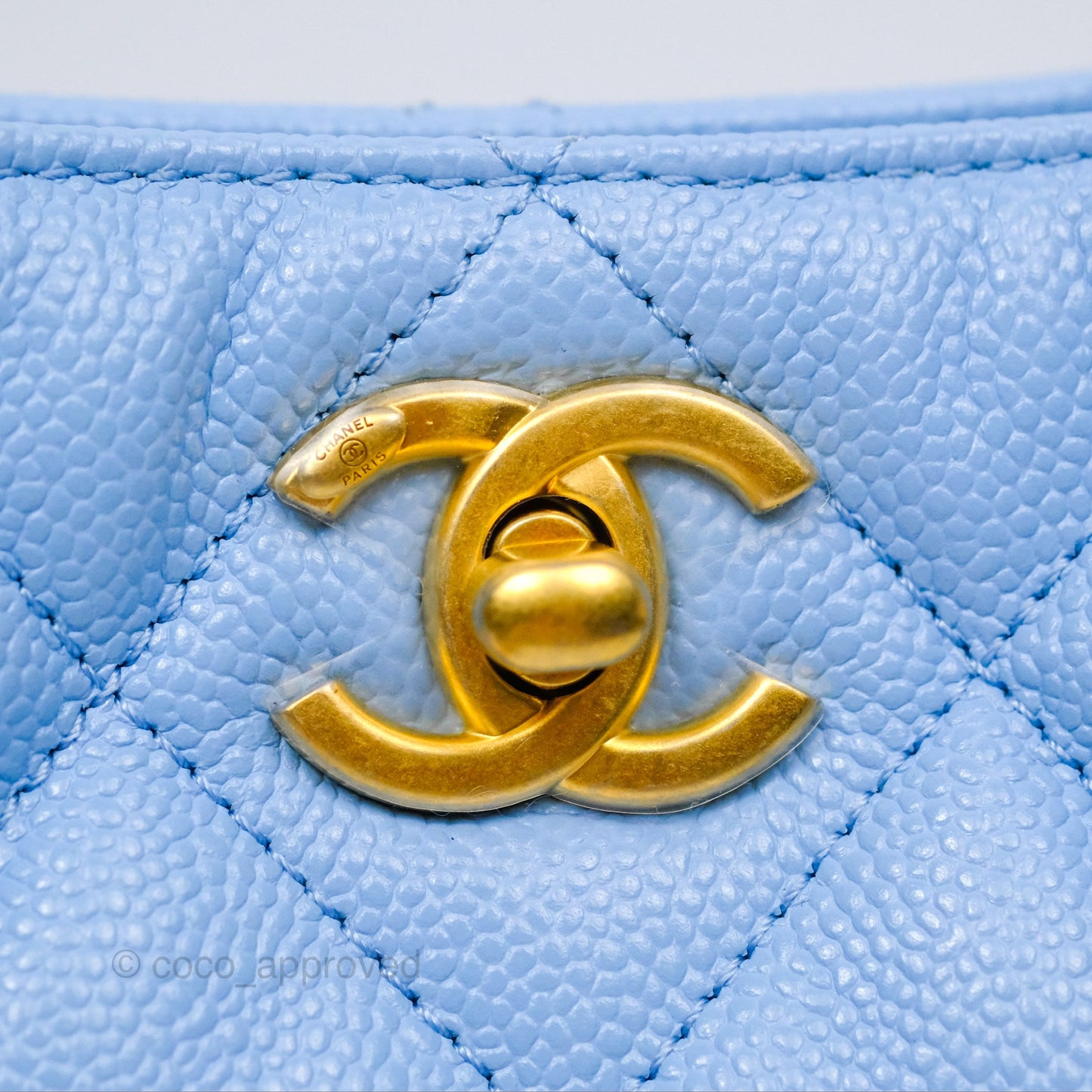 Chanel Small CC Chain Hobo Caviar Blue Aged Gold Hardware