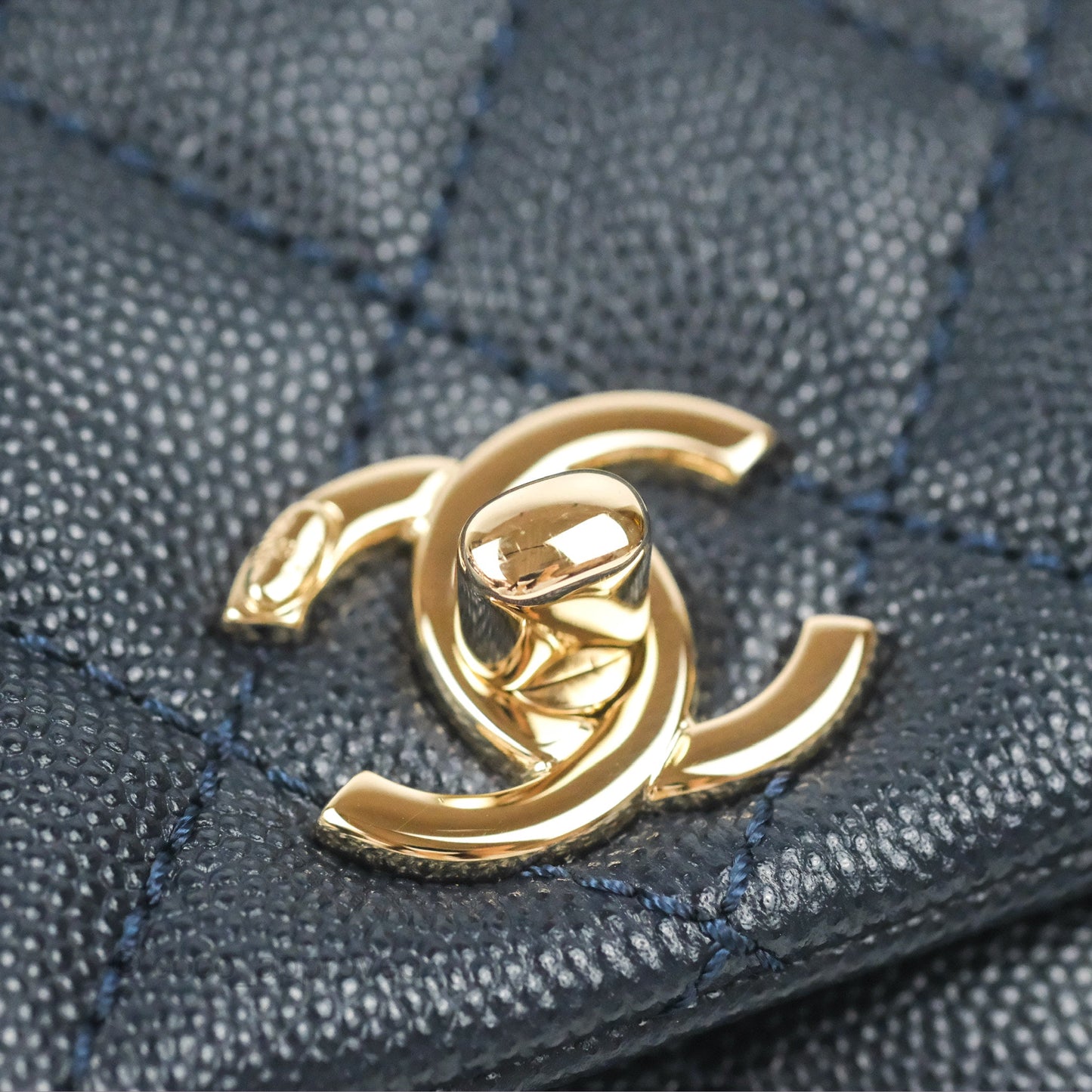 Chanel Mini Coco Handle Quilted Navy Caviar Gold Hardware