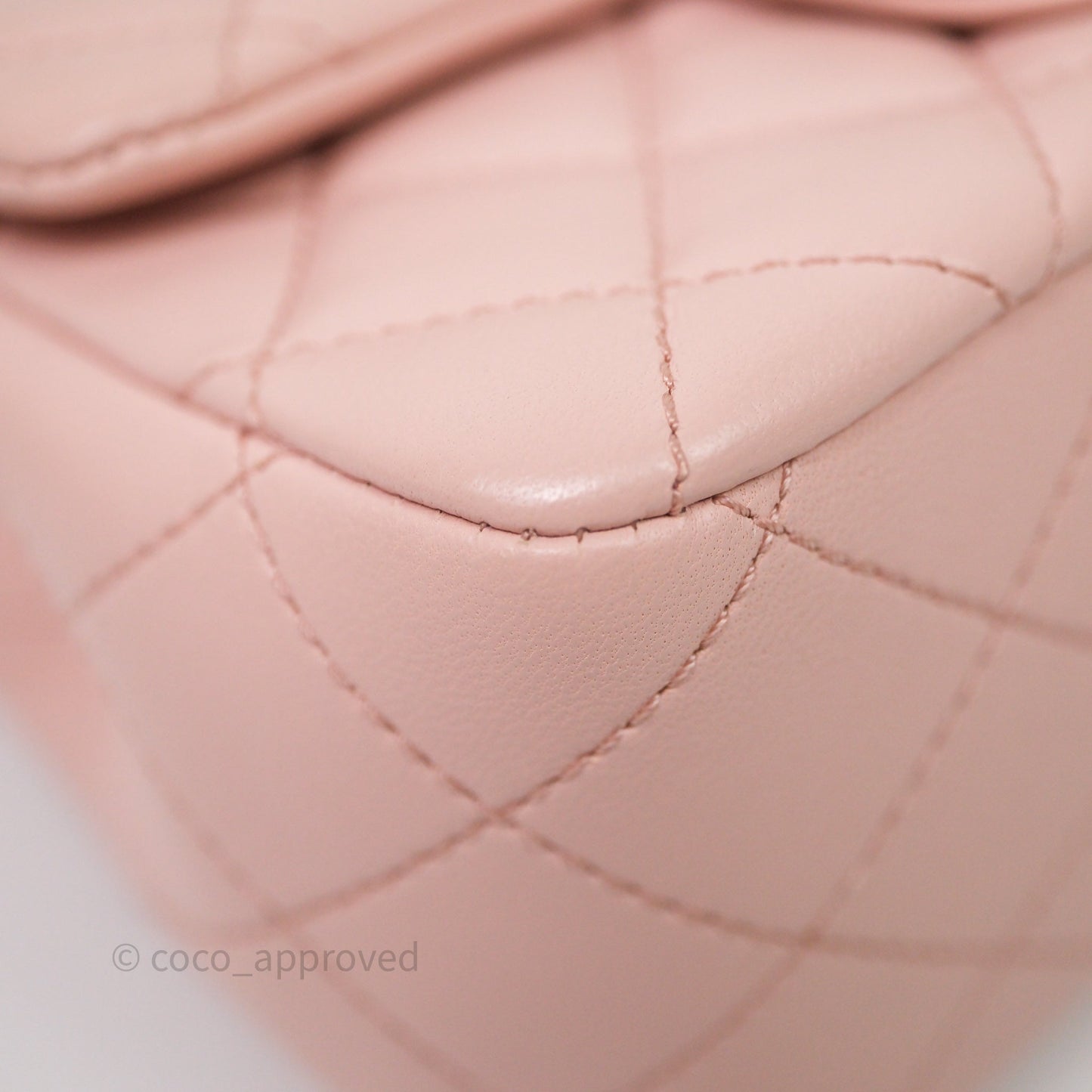 Chanel Pearl Crush Mini Square Quilted Pink Lambskin Aged Gold Hardware