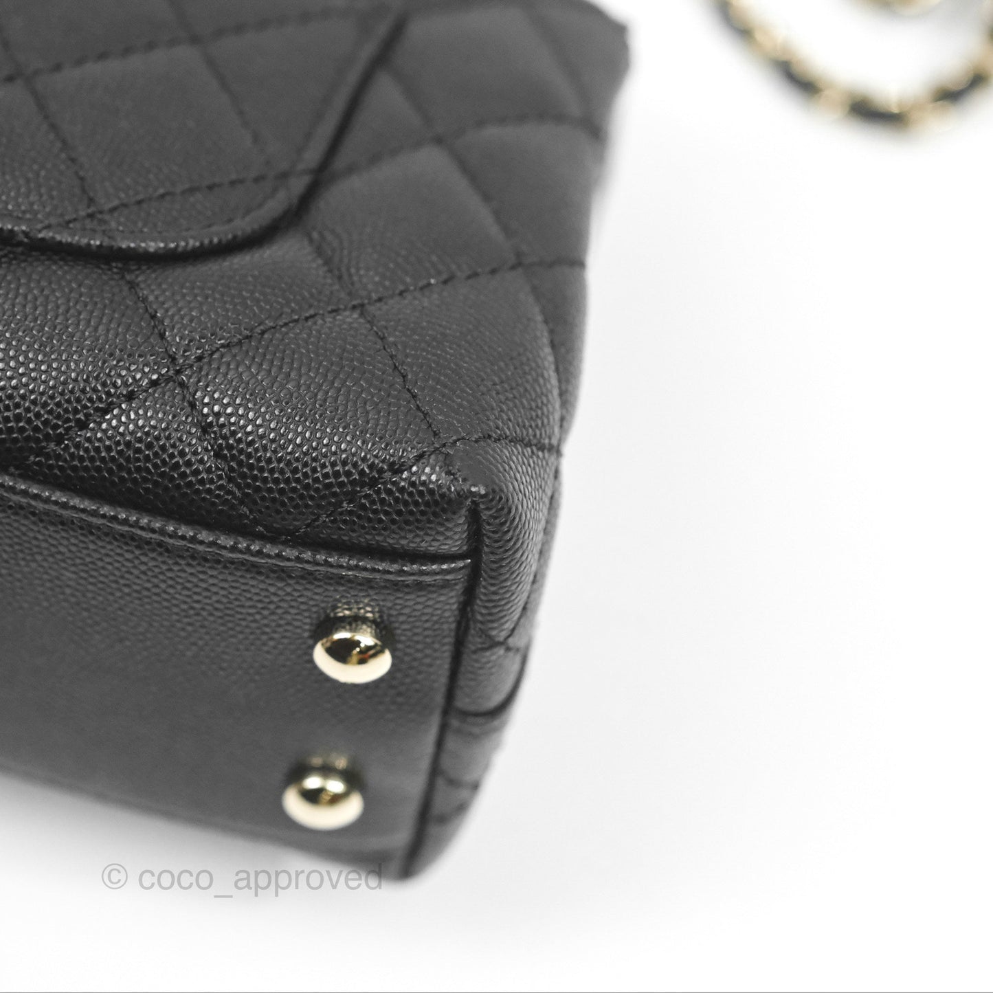 Chanel Mini Coco Handle Quilted Black Caviar Gold Hardware