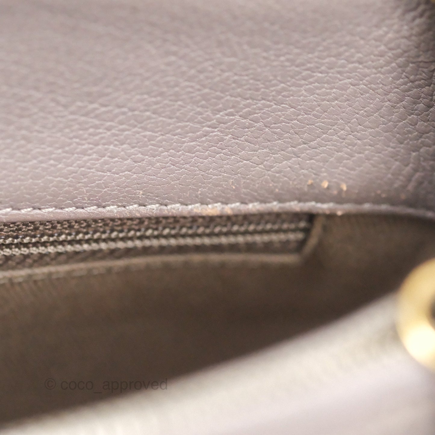 Chanel Coco Curve Flap Burnished Lilac Grey Calfskin Goatskin Antique Gold Hardware